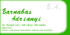 barnabas adrianyi business card